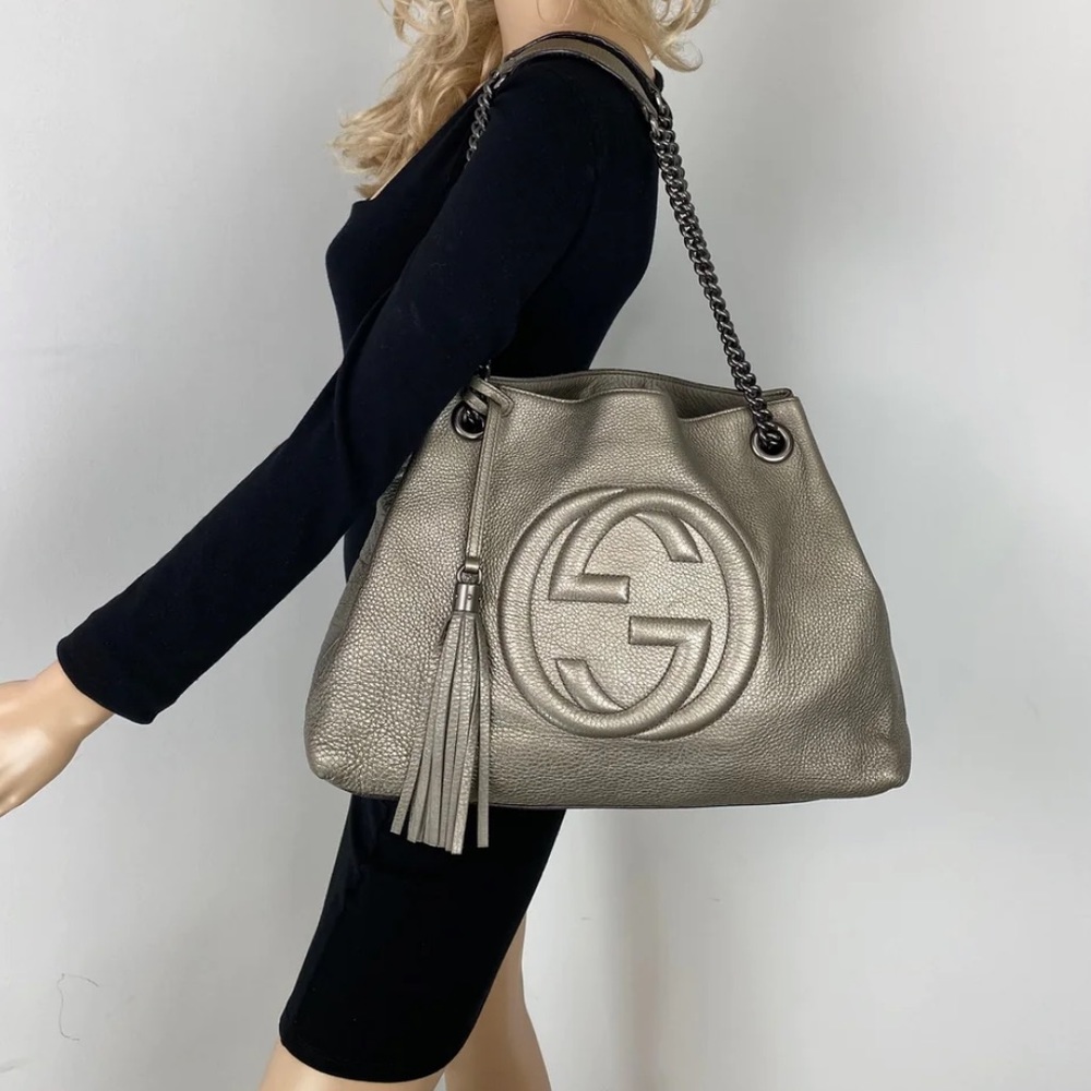 Authentic Gucci handbag in pewter - Picture 3 of 15